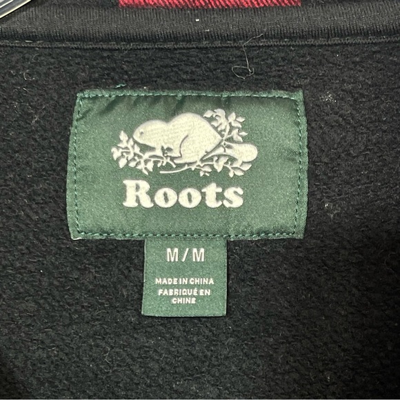 Roots Men’s Buffalo Plaid Zip Stein Hoodie Black Red Quarter Zip Sweater M - Picture 6 of 16